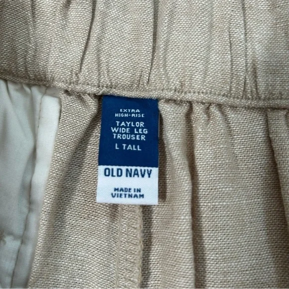 NWT Old Navy Taylor Wide Leg Trouser Extra High Rise Size Large TALL Linen Blend - Picture 3 of 12